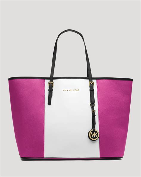 michael michael kors jet set travel leather tote bag raspberry